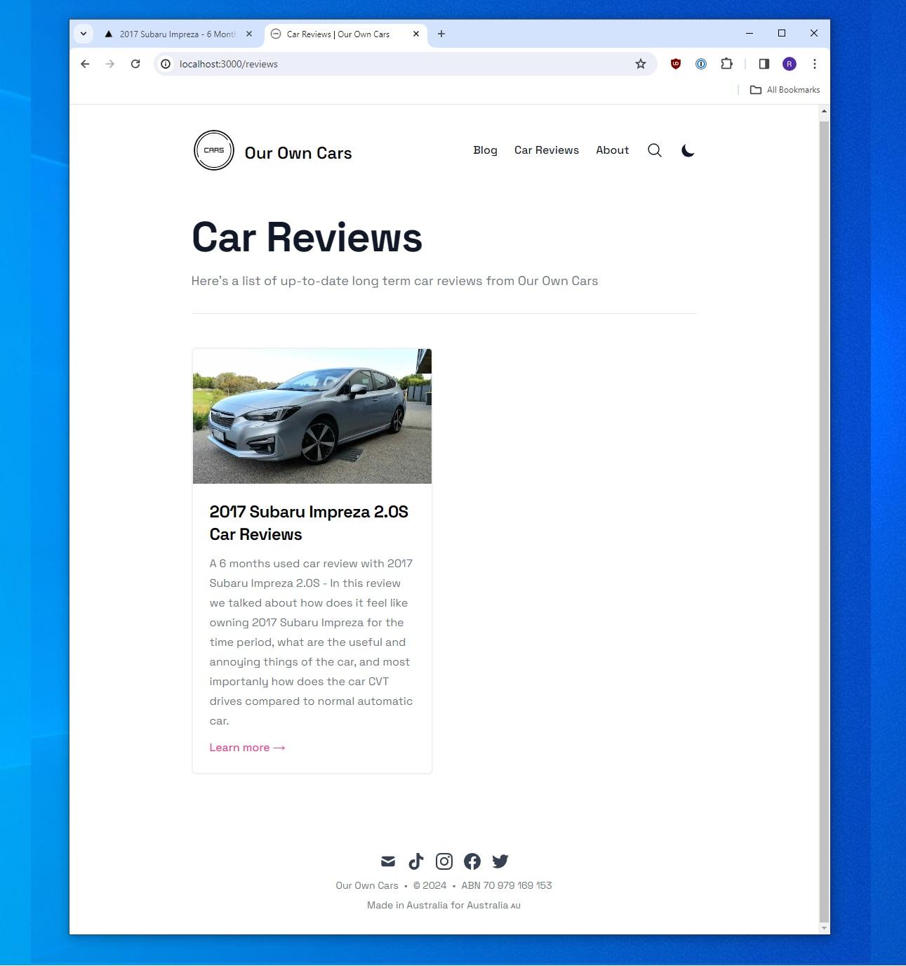 Our Own Cars new site in 2024